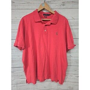 Polo Ralph Lauren Classic Fit Salmon‎ Pink Short Sleeve Polo Men's Large Cotton